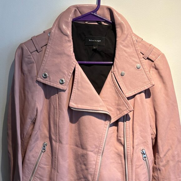 Mackage - Baby Pink Leather Jacket - Picture 1 of 5